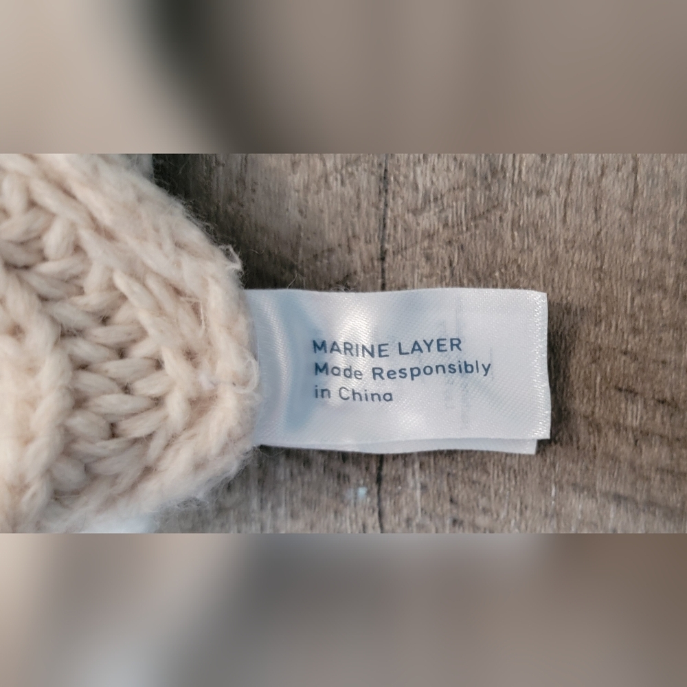 Marine Layer Juniper Oversized Colorblock Turtleneck Sweater Womens S Cream Pink - Picture 12 of 13